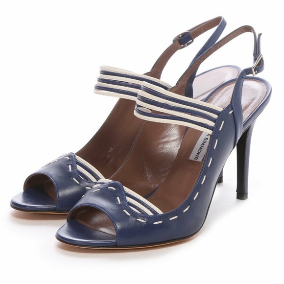 Tabitha Simmons Women's Navy Sandals Size 7.5 - Picture 1 of 5